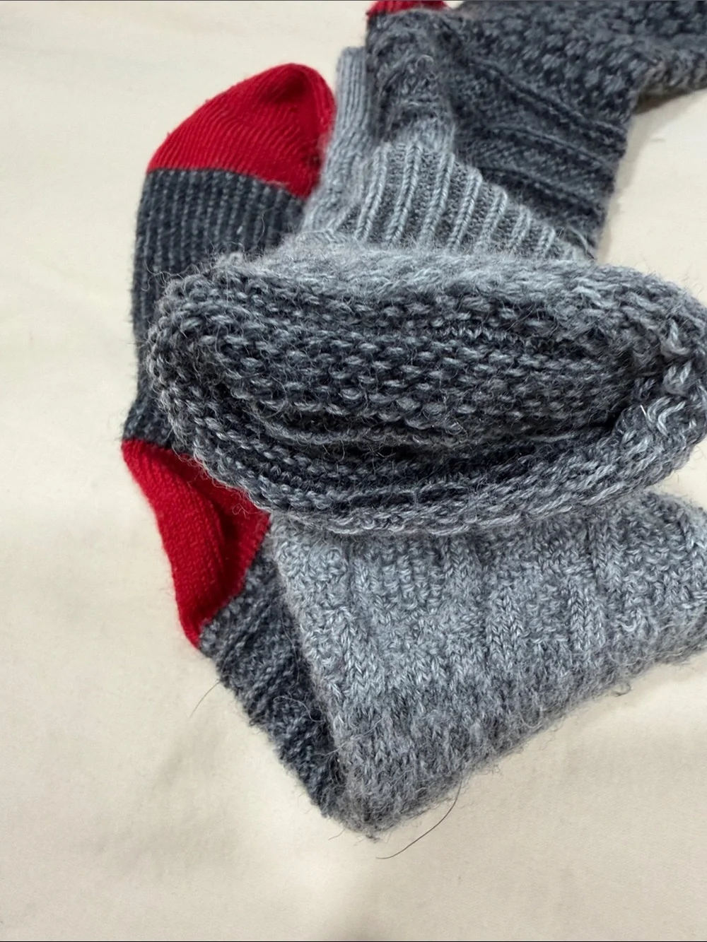Smartwool Kid’s Grey & Red Merino Blend Performance Hiking Socks